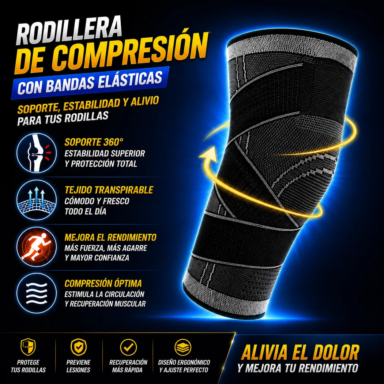 RODILLERA COMPRESION con Bandas Elasticas.