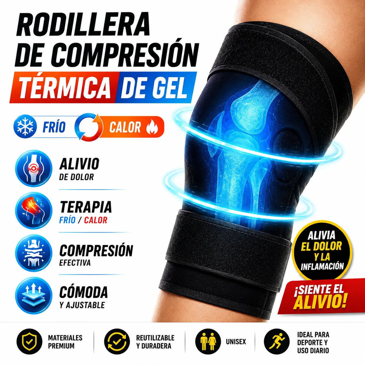 RODILLERA DE COMPRESION Térmica de Gel